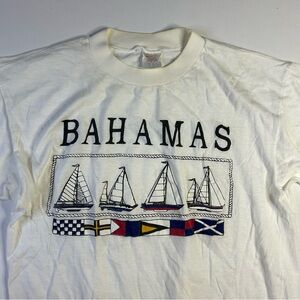 Vintage Bahamas Art T-Shirt (fits L) Tourist  Nautical Boat Single Stitch 80s